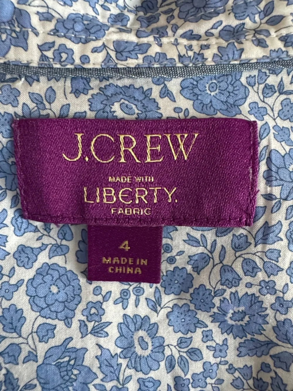 J. Crew Liberty Light Blue and White Floral Button-Down Shirt